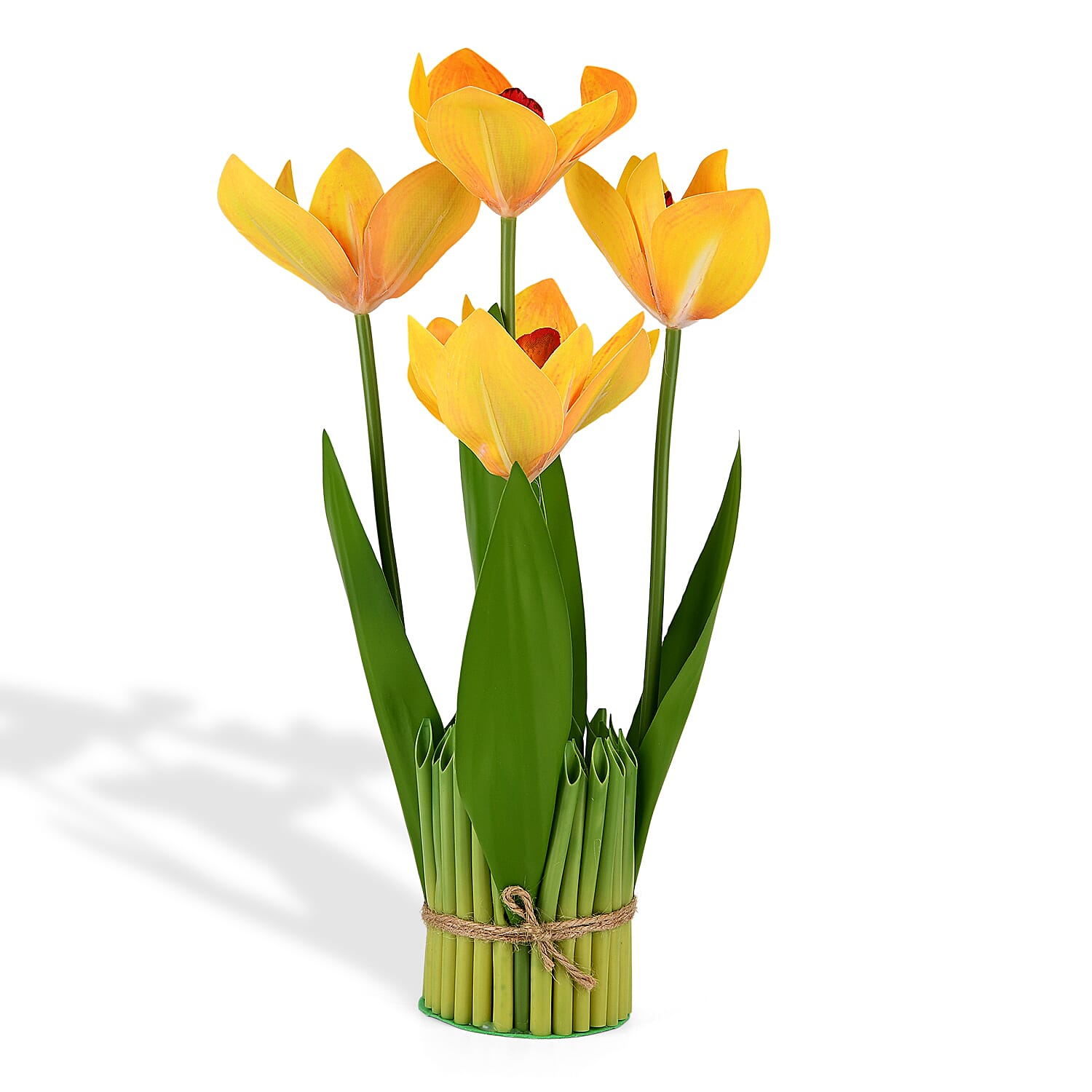 Orchid Faux Flower Bundle (30cm) - Yellow & Green