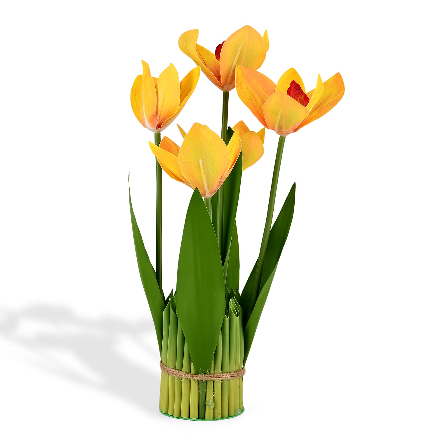 Orchid Faux Flower Bundle (30cm) - Yellow & Green