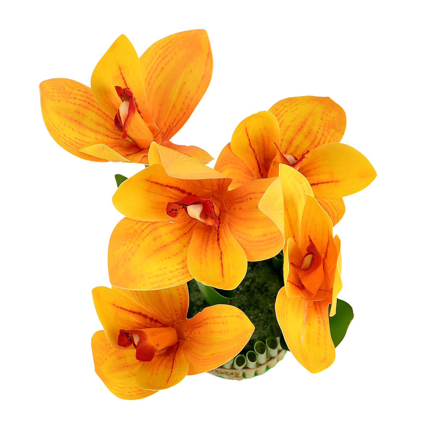 Orchid Faux Flower Bundle (30cm) - Yellow & Green
