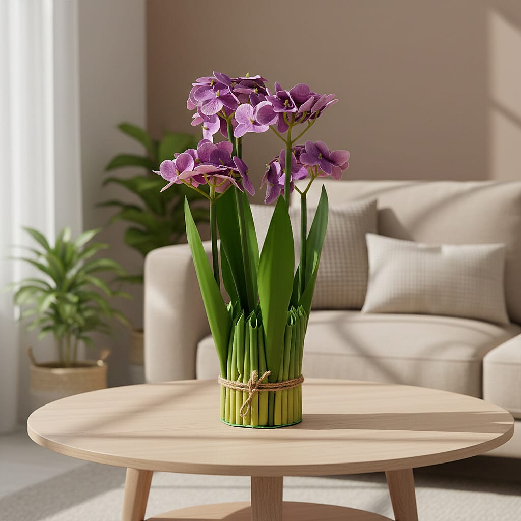 Hydrangeas  Faux Flower Bundle (30cm) - Purple & Green