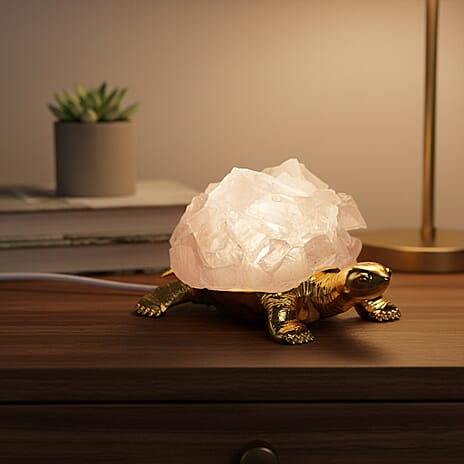 Crystal Shell Turtle Table Ornament with Internal LED Light (12cm) - Pink