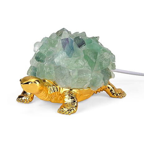 Crystal Shell Turtle Table Ornament with Internal LED Light (12cm) - Green