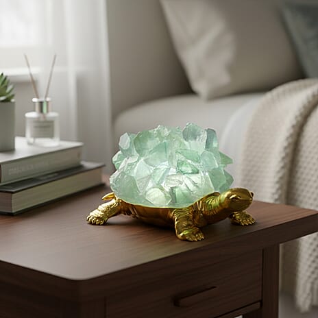 Crystal Shell Turtle Table Ornament with Internal LED Light (12cm) - Green