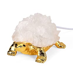 Crystal Shell Turtle Table Ornament with Internal LED Light (12cm) - Pink
