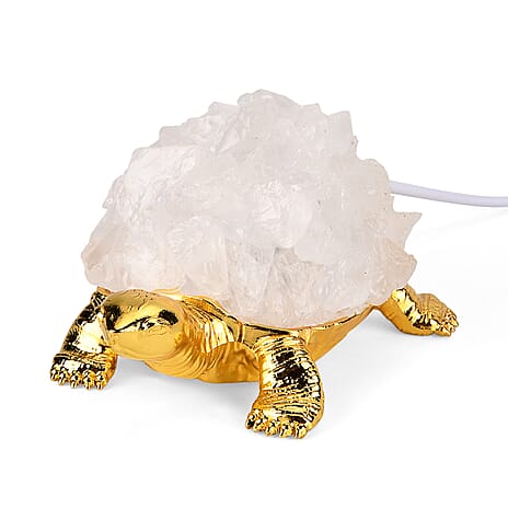 Crystal Shell Turtle Table Ornament with Internal LED Light (12cm) - White