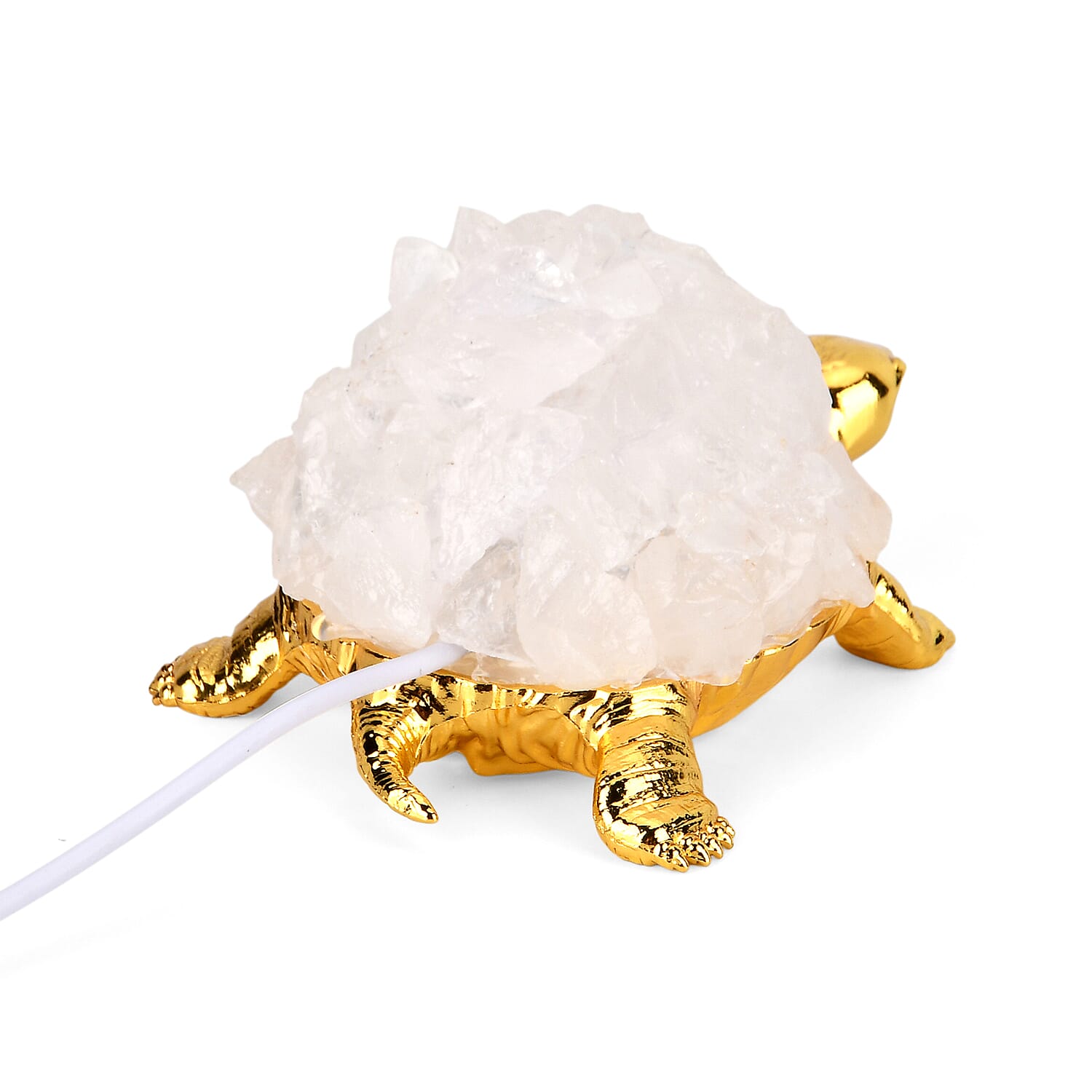 Crystal Shell Turtle Table Ornament with Internal LED Light (12cm) - White
