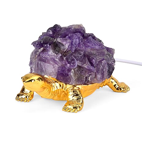Crystal Shell Turtle Table Ornament with Internal LED Light (12cm) - Purple