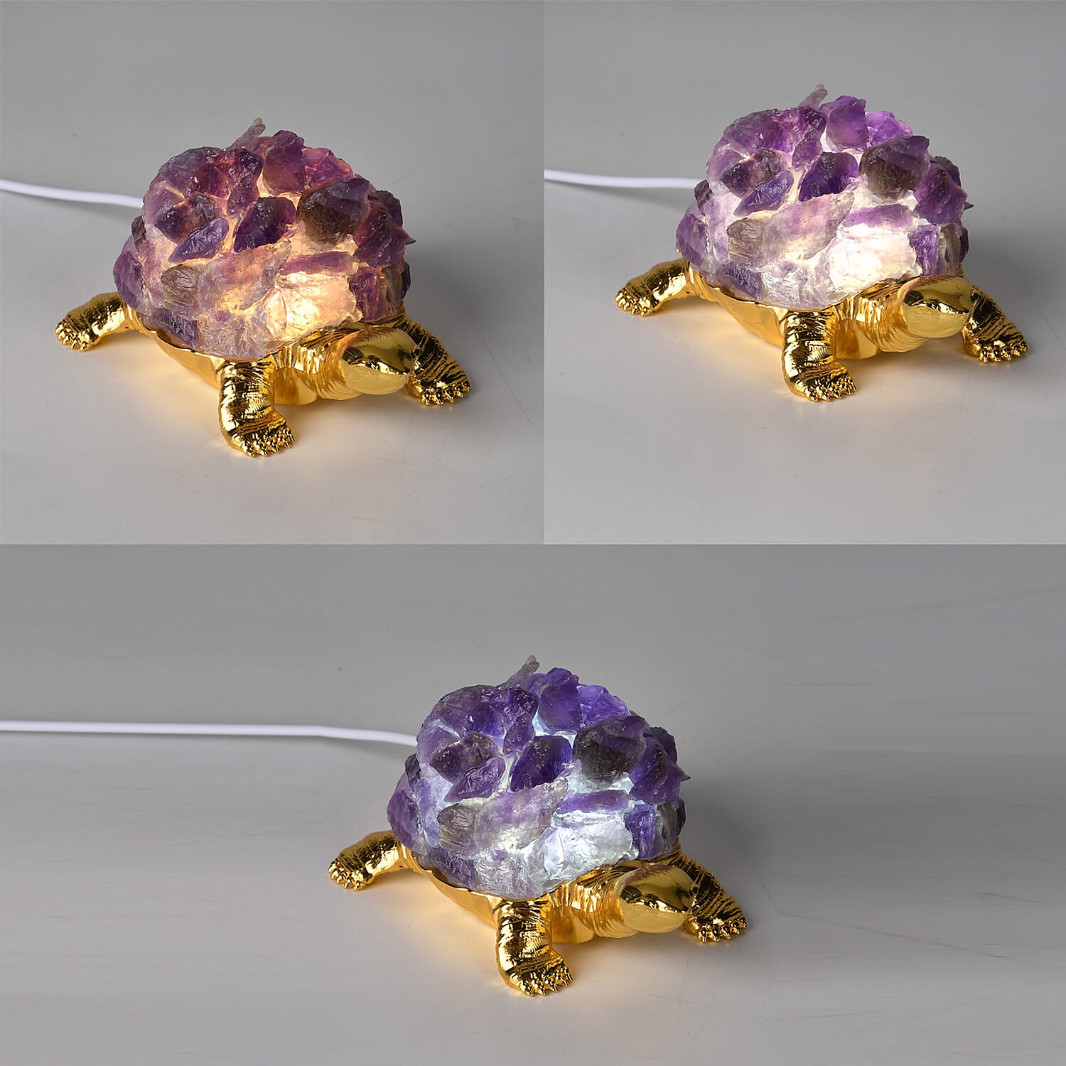 Crystal Shell Turtle Table Ornament with Internal LED Light (12cm) - Purple