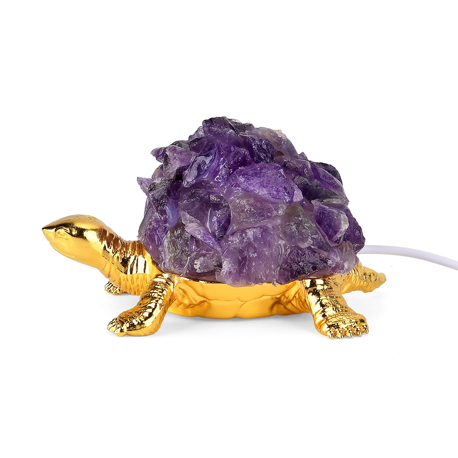 Crystal Shell Turtle Table Ornament with Internal LED Light (12cm) - Purple