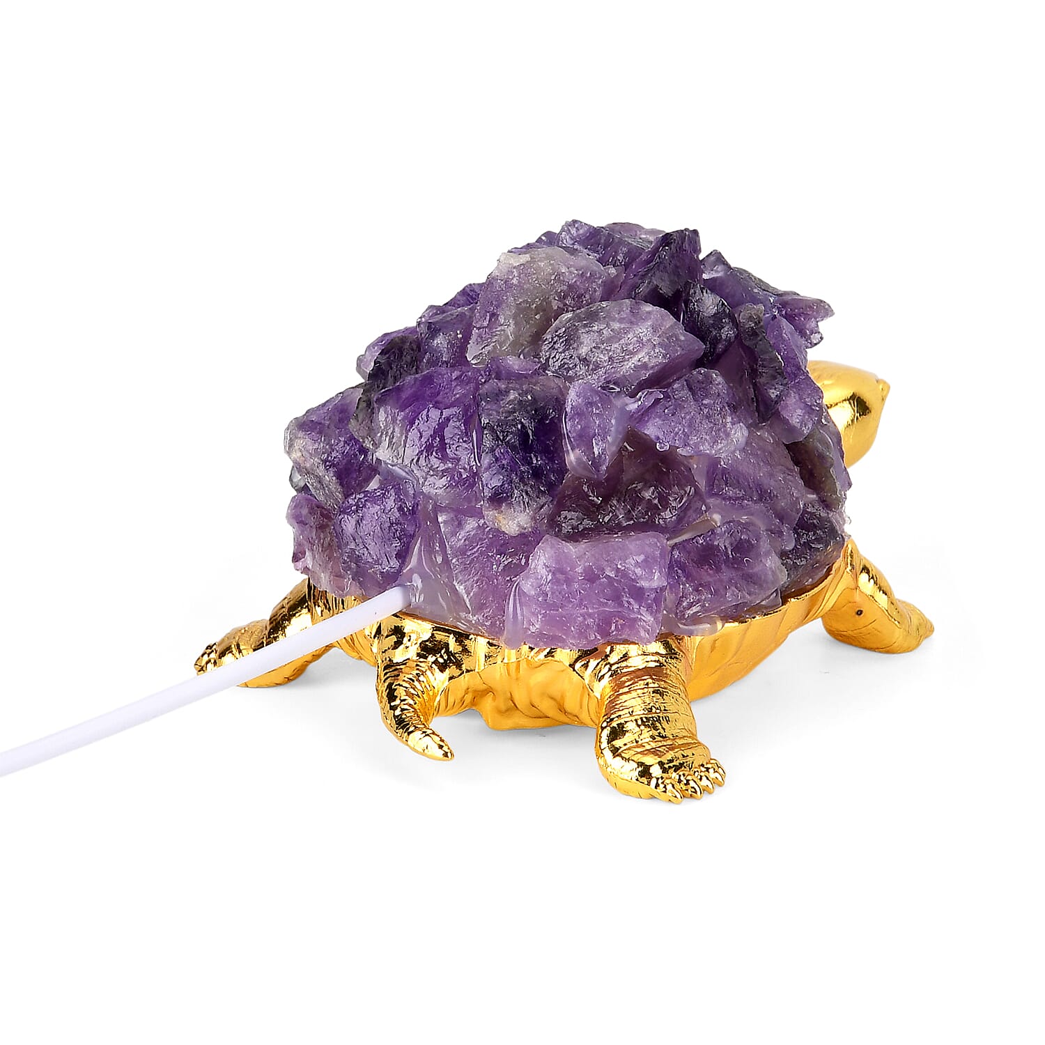 Crystal Shell Turtle Table Ornament with Internal LED Light (12cm) - Purple