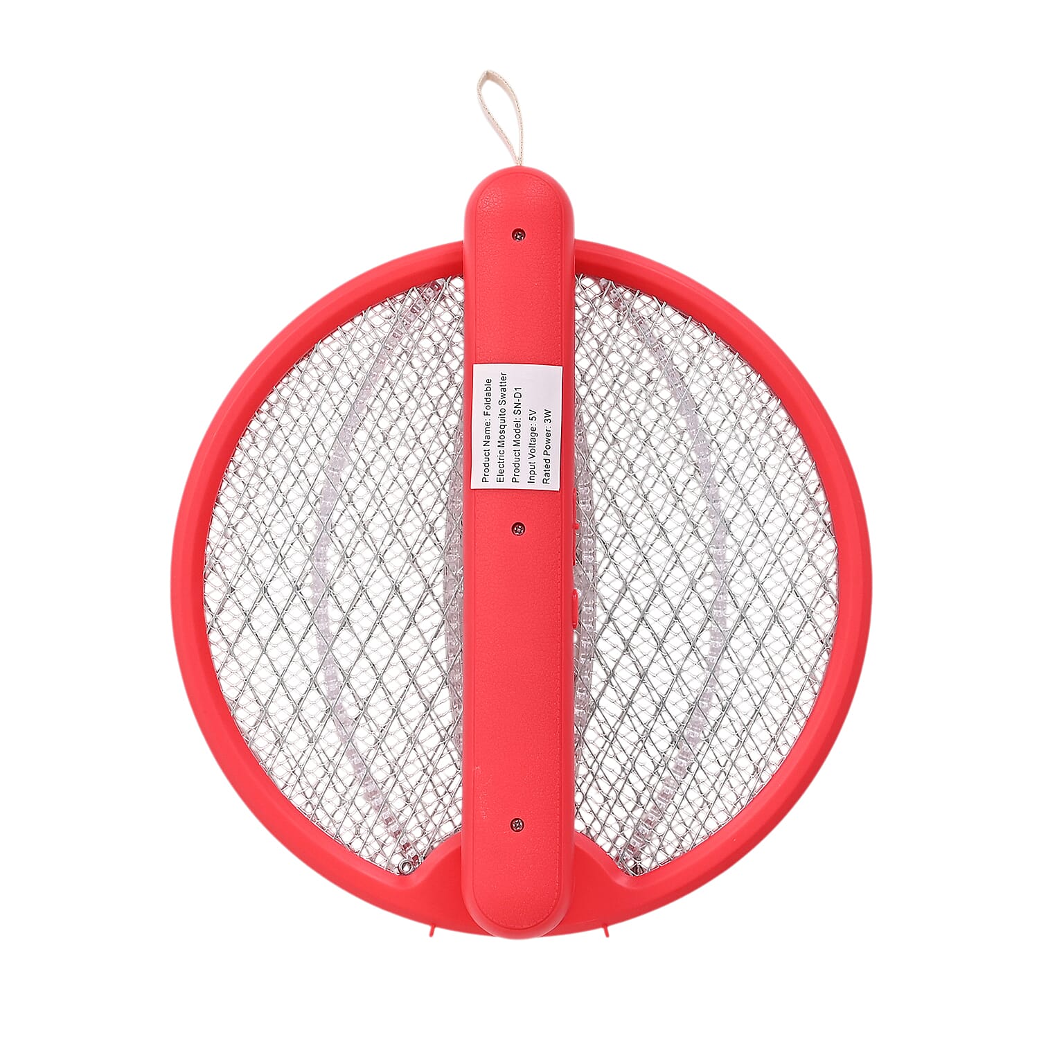 3-in-1 Folding Electric Mosquito Swatter - USB Rechargeable 500mAh, 2-3 Hour Battery (45 X 23 CM) - Red