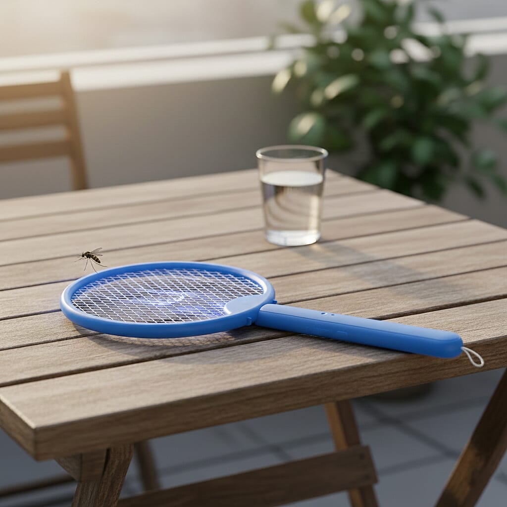 3-in-1 Folding Electric Mosquito Swatter - USB Rechargeable 500mAh, 2-3 Hour Battery (45 X 23 CM) - Blue