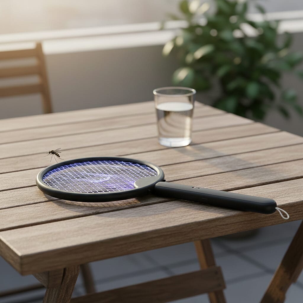 3-in-1 Folding Electric Mosquito Swatter - USB Rechargeable 500mAh, 2-3 Hour Battery (45 X 23 CM) - Black