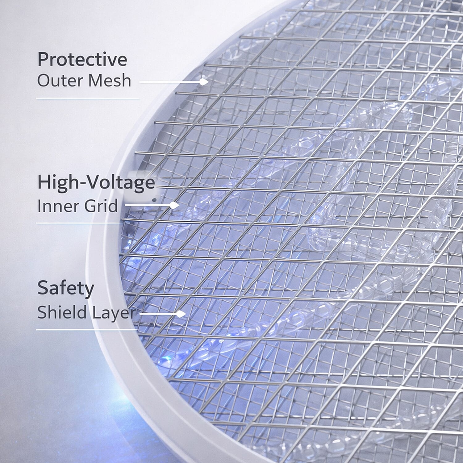 3-in-1 Folding Electric Mosquito Swatter - USB Rechargeable 500mAh, 2-3 Hour Battery (45 X 23 CM) - White