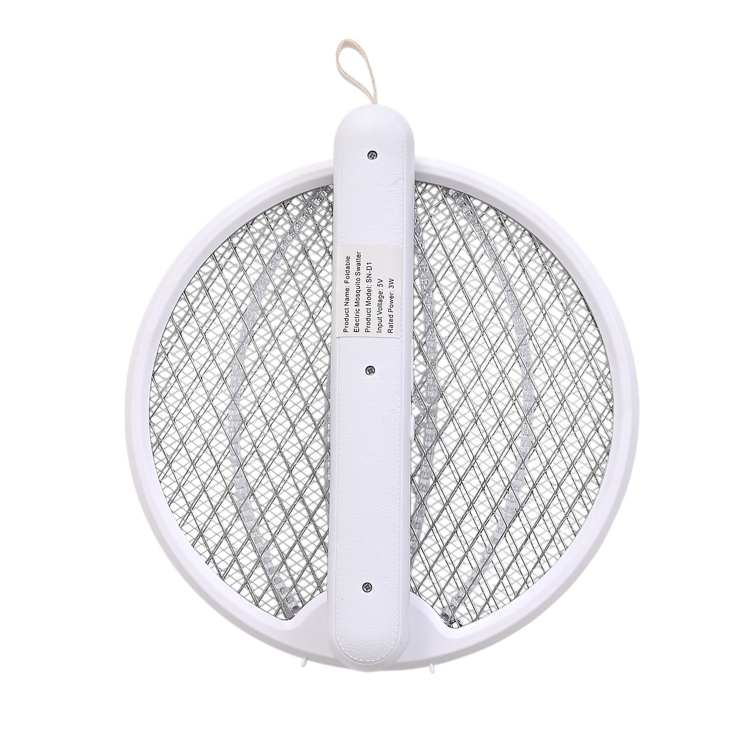 3-in-1 Folding Electric Mosquito Swatter - USB Rechargeable 500mAh, 2-3 Hour Battery (45 X 23 CM) - White