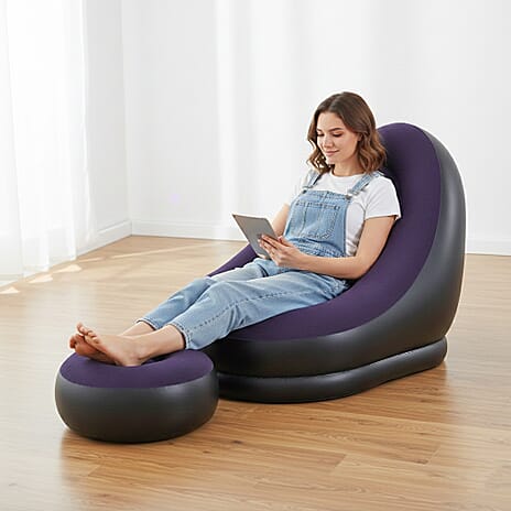 Inflatable Chair with Ottoman Footrest - Navy