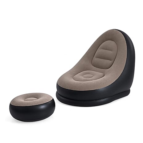 Inflatable Chair with Ottoman Footrest - Brown