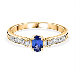 Tanzanite Moissanite Main Stone With Side Stone Ring in Sterling Silver