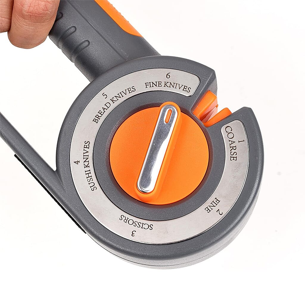 Livmore 6-in-1 Multi-Functional Knife Sharpener - Grey & Orange