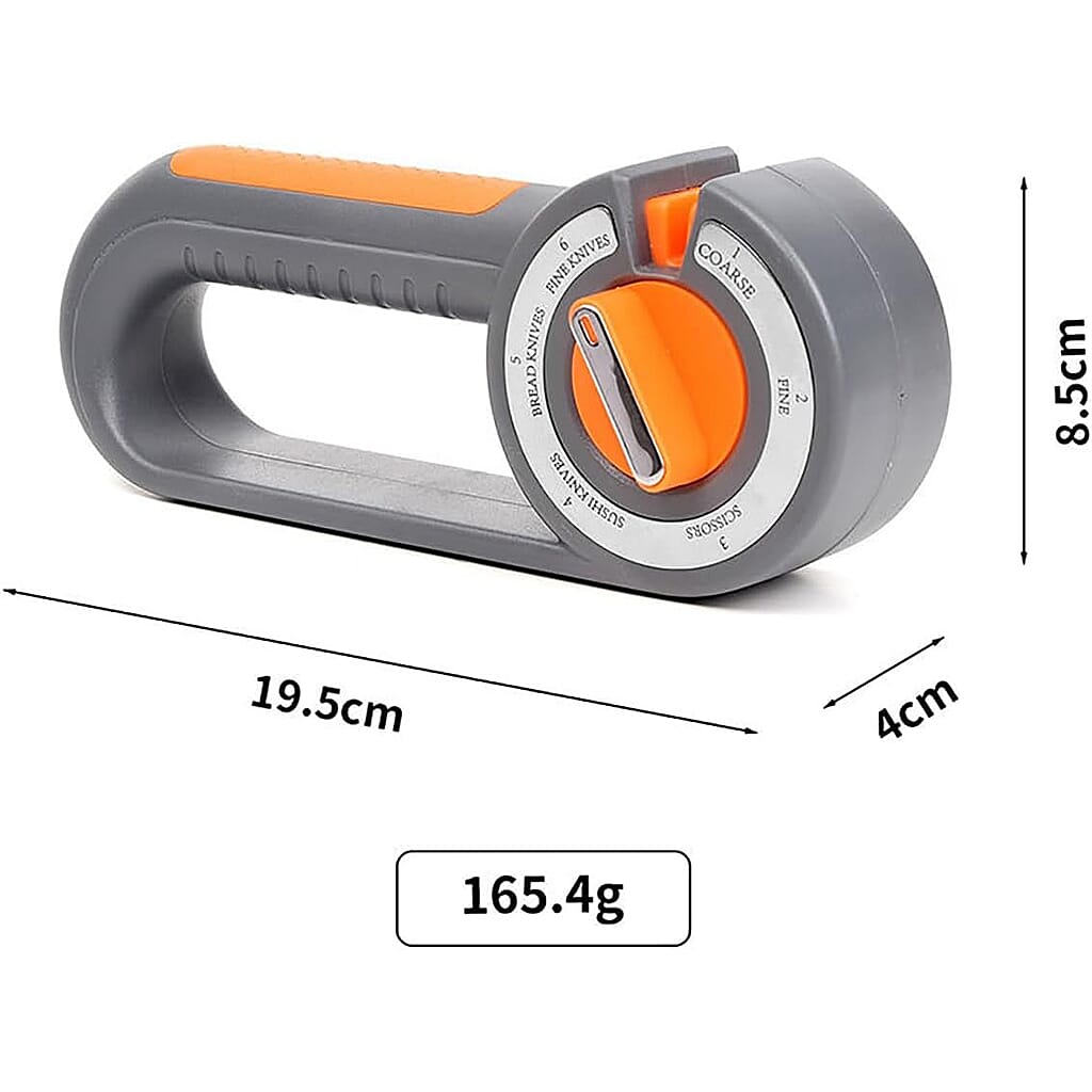 Livmore 6-in-1 Multi-Functional Knife Sharpener - Grey & Orange