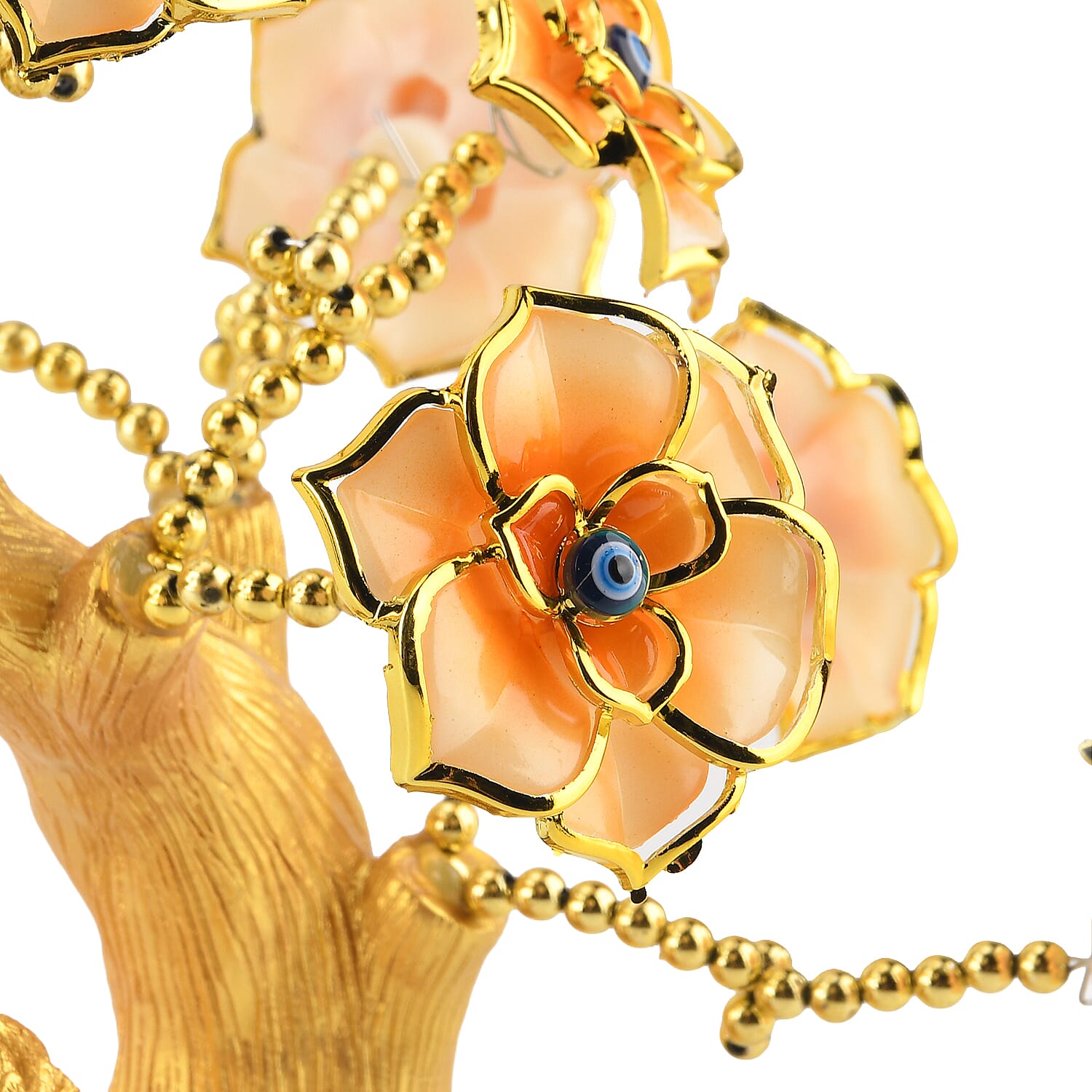 Feng Shui Fortune Tree & Protective Symbolism Owl Resin Figurine (20 x 9cm) - Yellow
