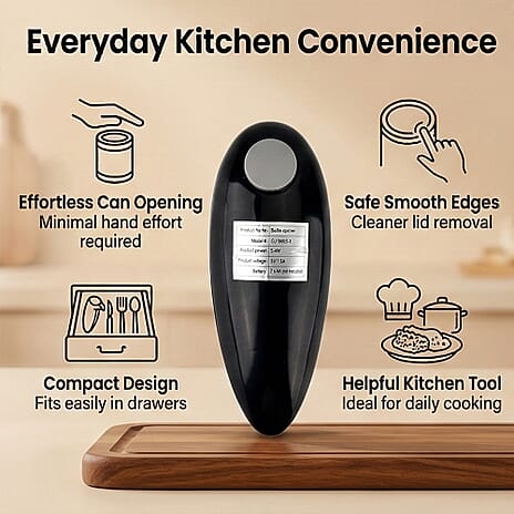 Livmore Automatic Can Opener - Battery Operated (2 x AA not inc) - Black