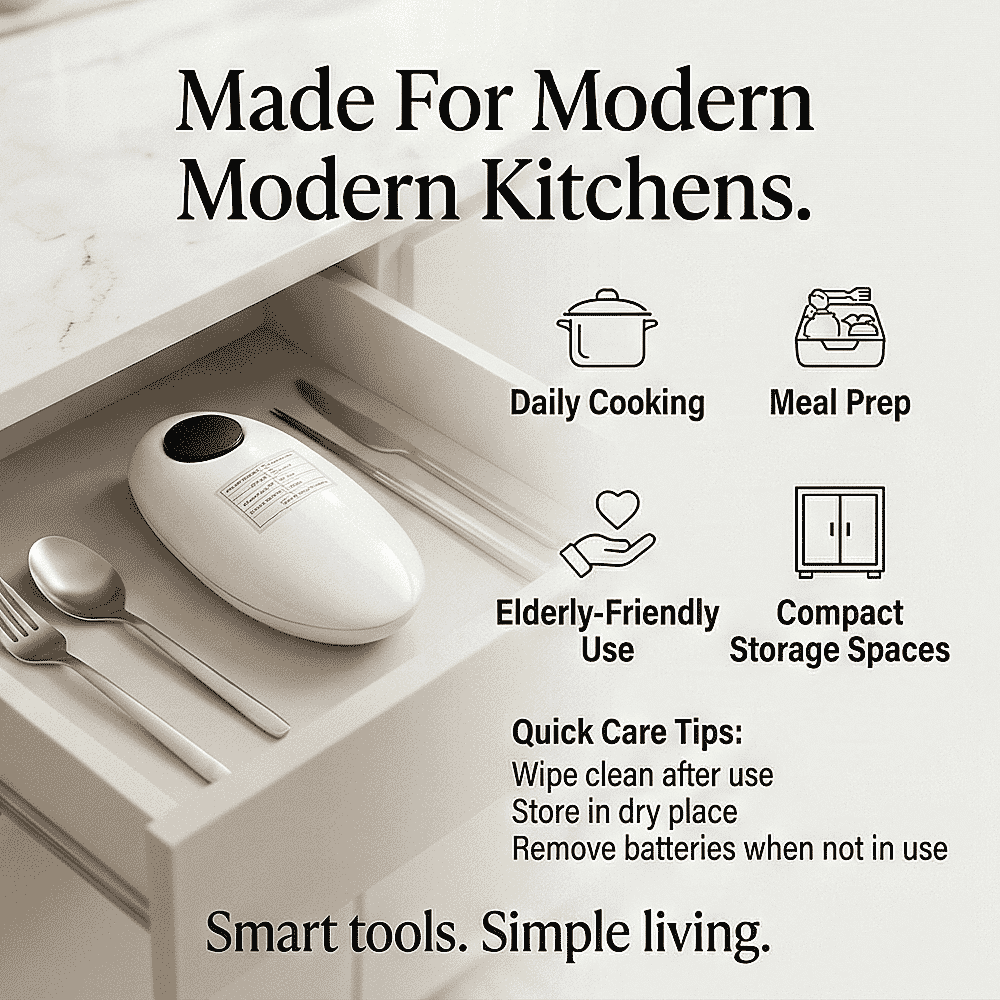 Livmore Automatic Can Opener - Battery Operated (2 x AA not inc) - White