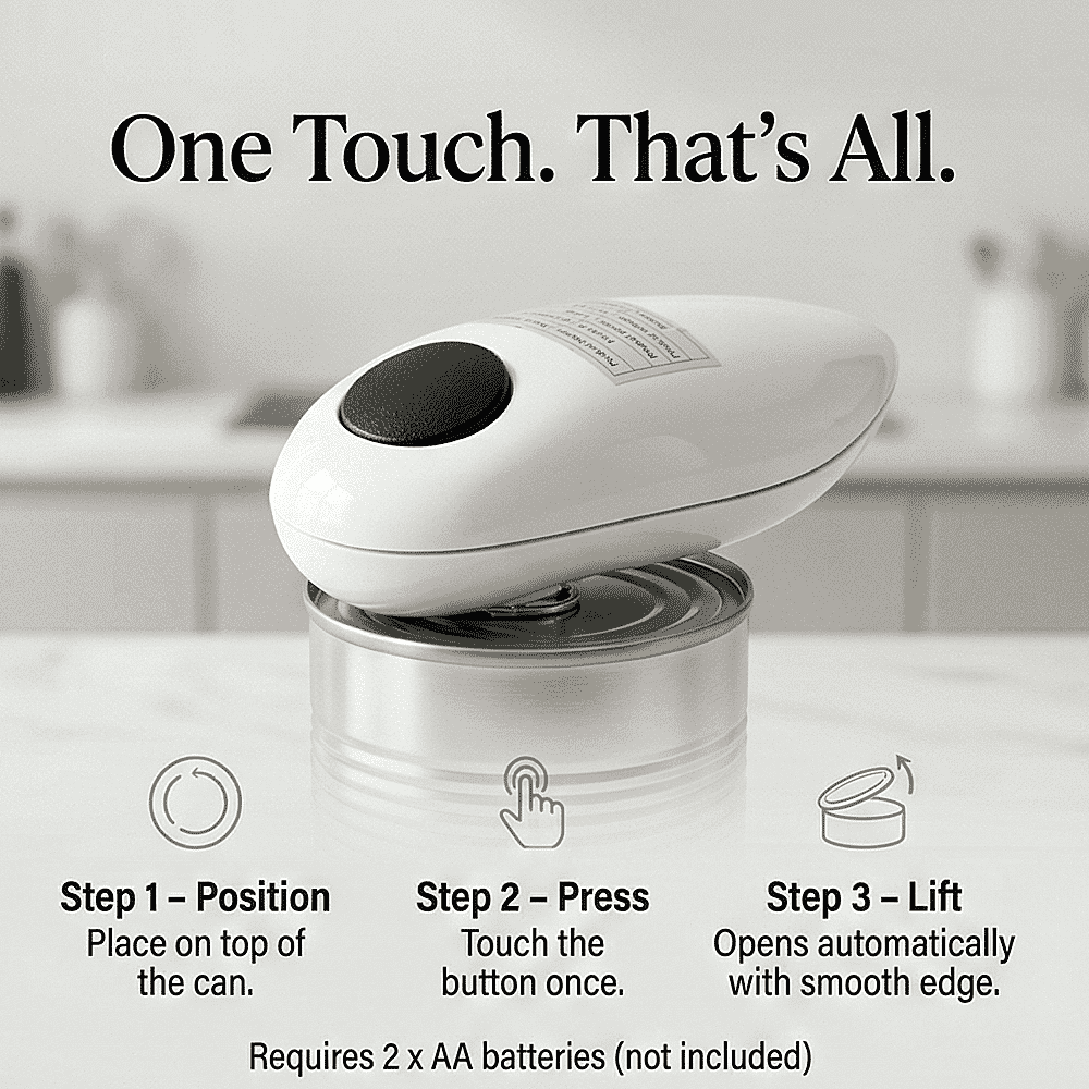 Livmore Automatic Can Opener - Battery Operated (2 x AA not inc) - White