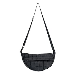 Quilted Puffer Belt Bag with Adjustable Webbing Strap - Black