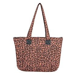 Coastal Quilted Leopard Print Brown Utility Tote Bag