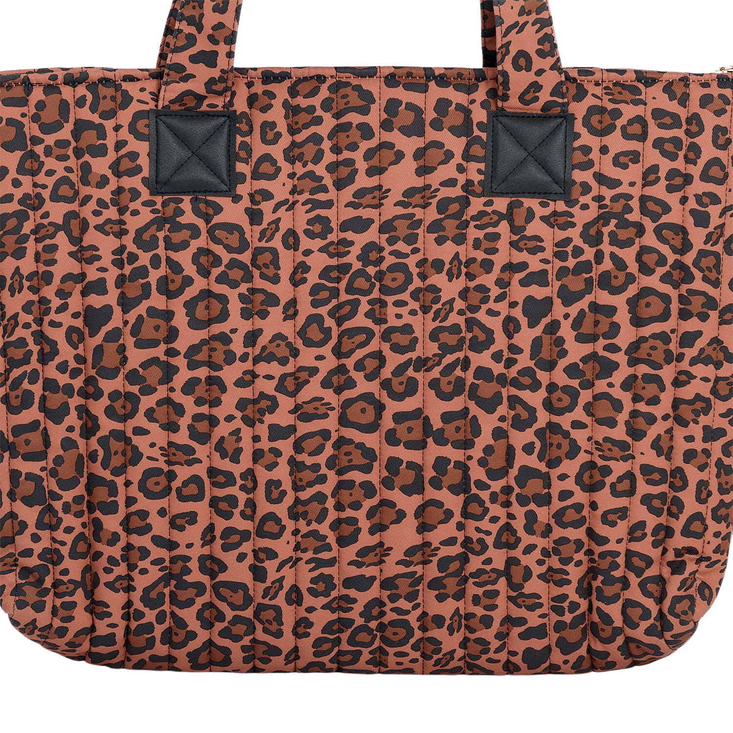 Coastal Quilted Leopard Print Brown Utility Tote Bag