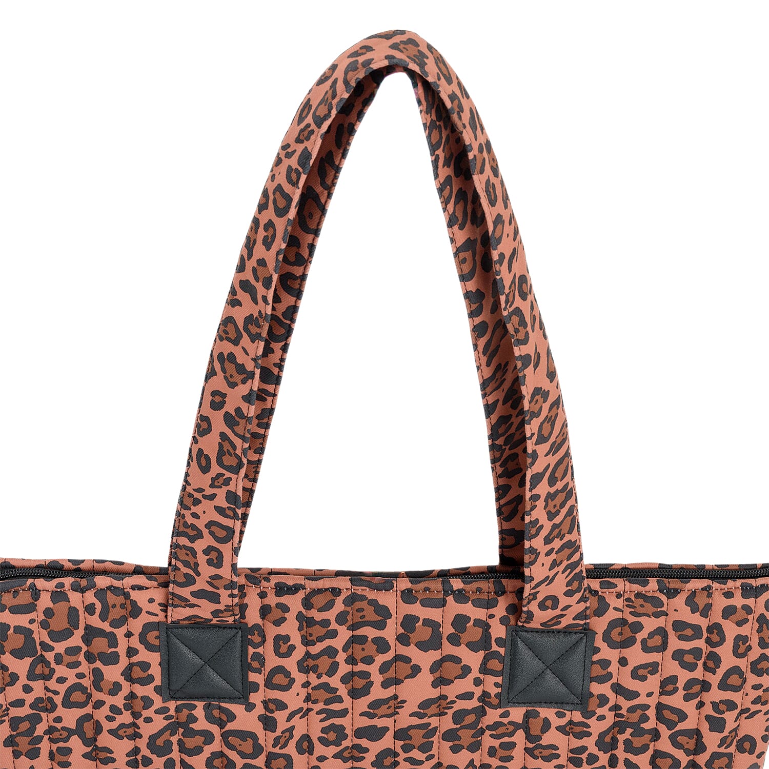 Coastal Quilted Leopard Print Brown Utility Tote Bag