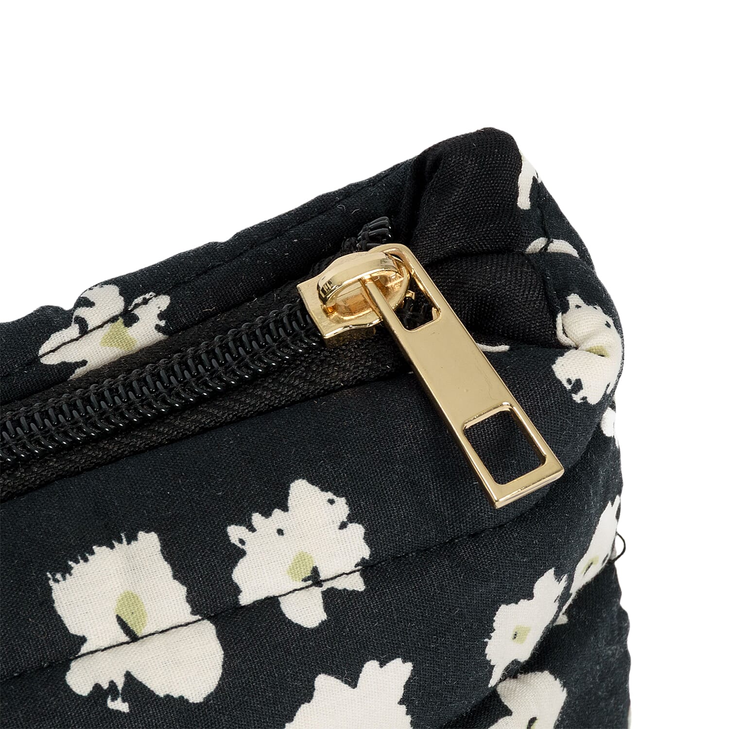 Coastal Quilted Floral Print Black Utility Tote Bag