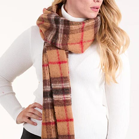 QED Chunky Check Scarf (190 x 50 Cm) - Brown