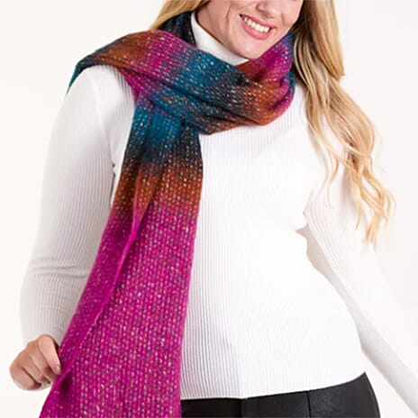 QED Stripe Fluffy Scarf (190 x 50 Cm) - Purple