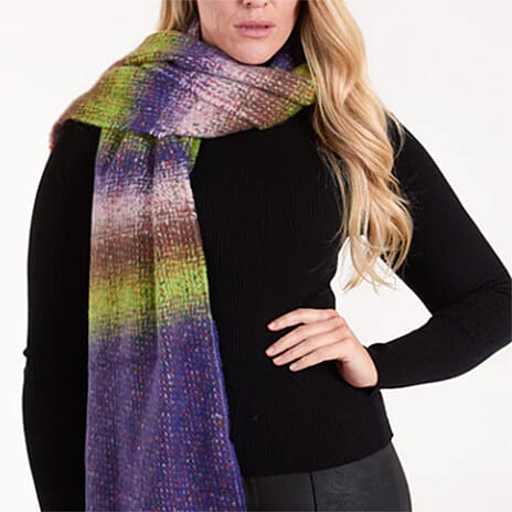 QED Stripe Fluffy Scarf (190 x 50 Cm) - Multicolour