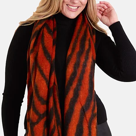 QED Zebra Print Scarf (190 x 50 Cm) - Orange