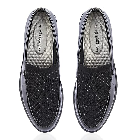 Shoetree Comfort Ladies Lightweight Twin Gusset Slip On Shoe with Diamonte (Size 3) - Black