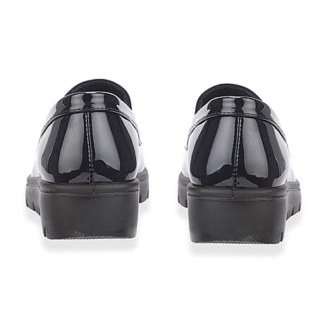 Shoetree Comfort Ladies Lightweight Twin Gusset Slip On Shoe with Diamonte (Size 4) - Navy