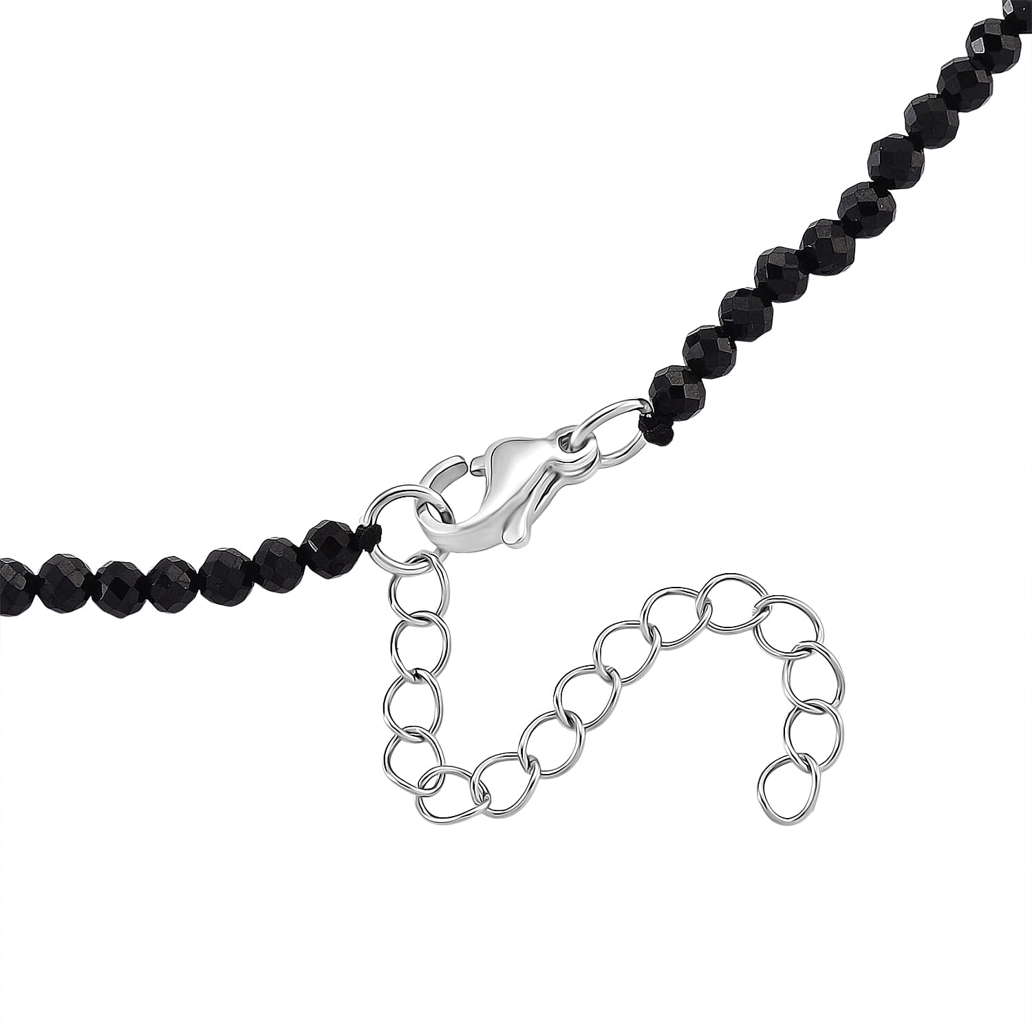 White Coin Pearl & Black Spinel Necklace (Size - 18-2 Inch Ext) 50.00 Ct.