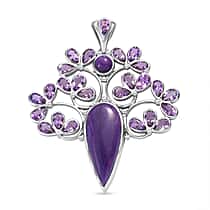 Sajen Silver - Chaorite & African Amethyst Pendant in Rhodium Overlay Sterling Silver 15.63 Ct.