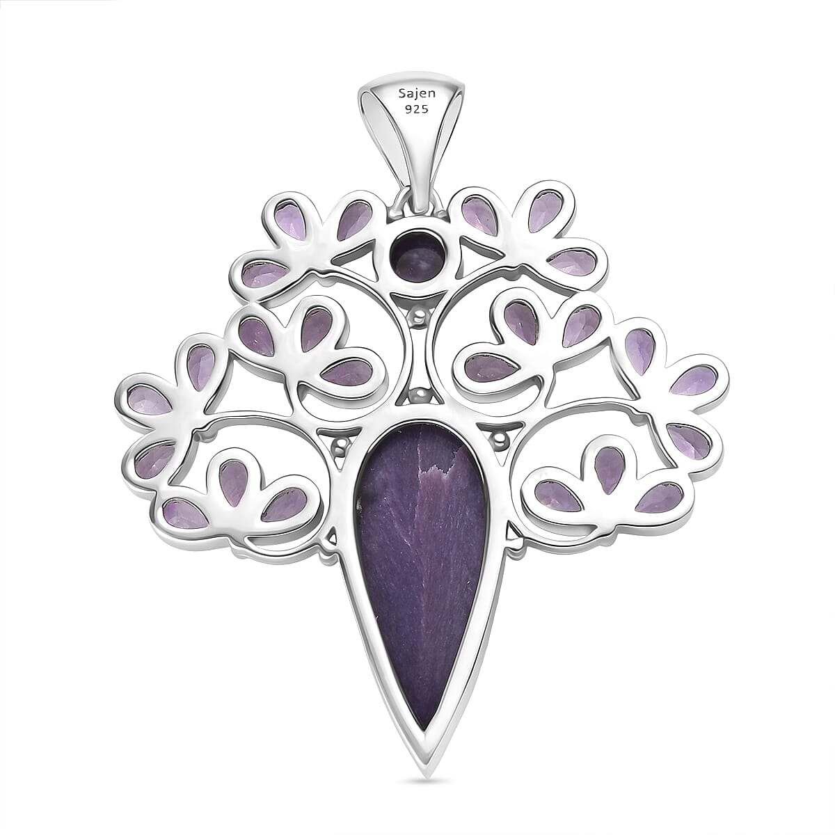 Sajen Silver- Chaorite & African Amethyst Pendant in Rhodium Overlay Sterling Silver 15.63 Ct,