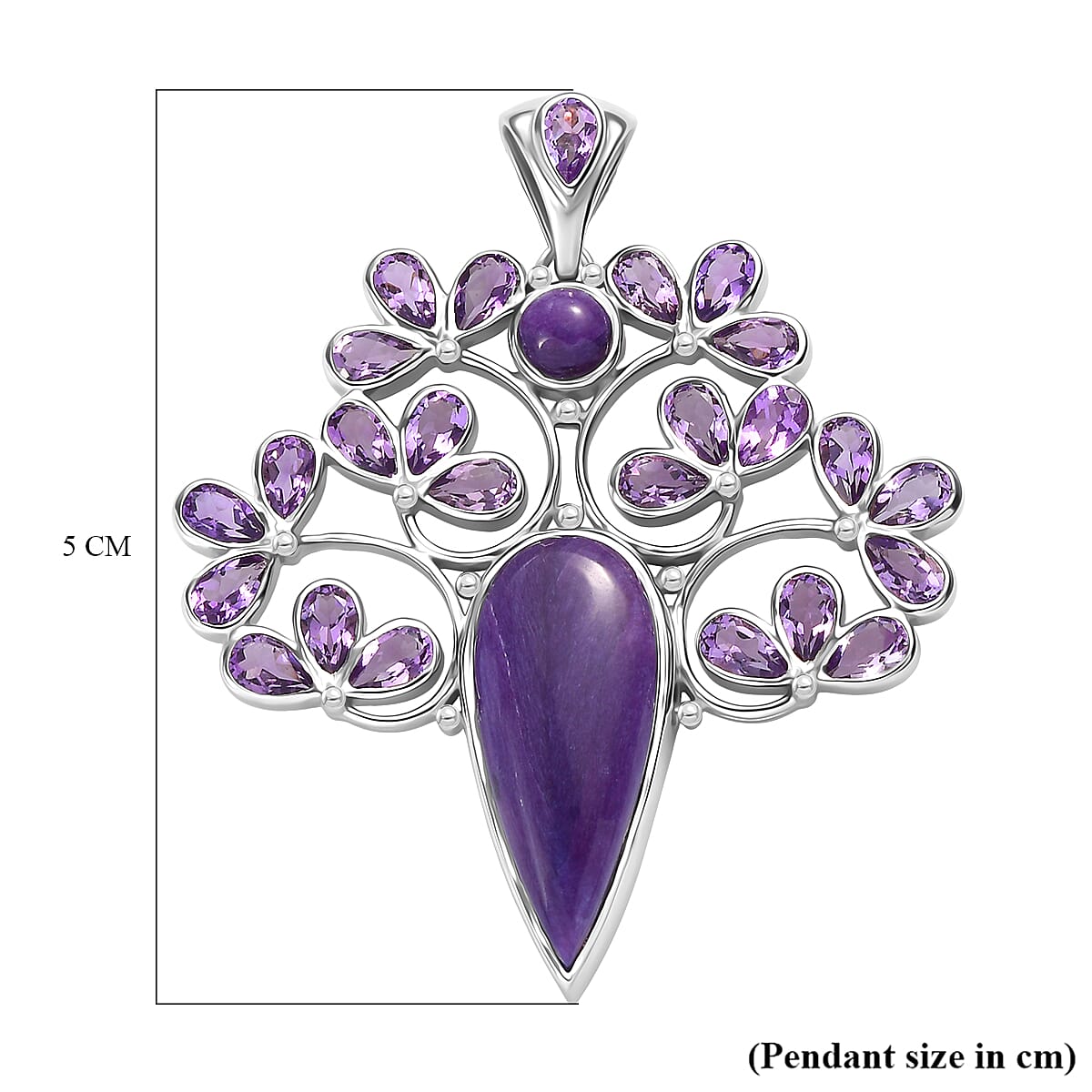 Sajen Silver- Chaorite & African Amethyst Pendant in Rhodium Overlay Sterling Silver 15.63 Ct,
