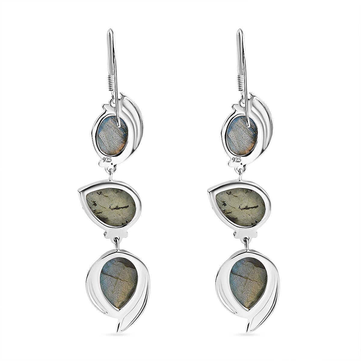 Sajen Silver- Labradorite Earring in Rhodium Overlay Sterling Silver 21.93 Ct