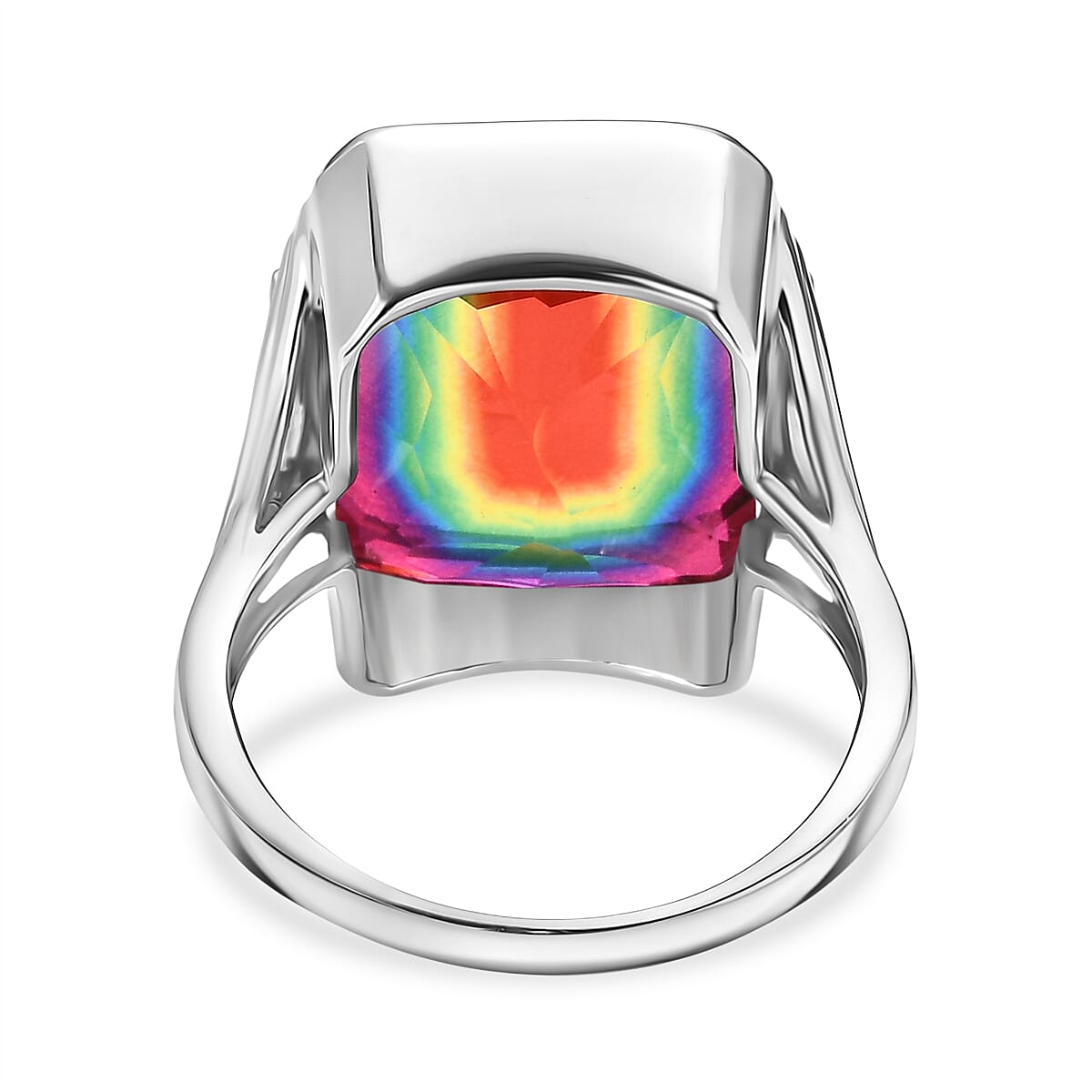 Sajen Silver - Celestial Quartz Ring in Rhodium Overlay Sterling Silver 14.70 Ct, Silver Wt. 4.70 Gms.