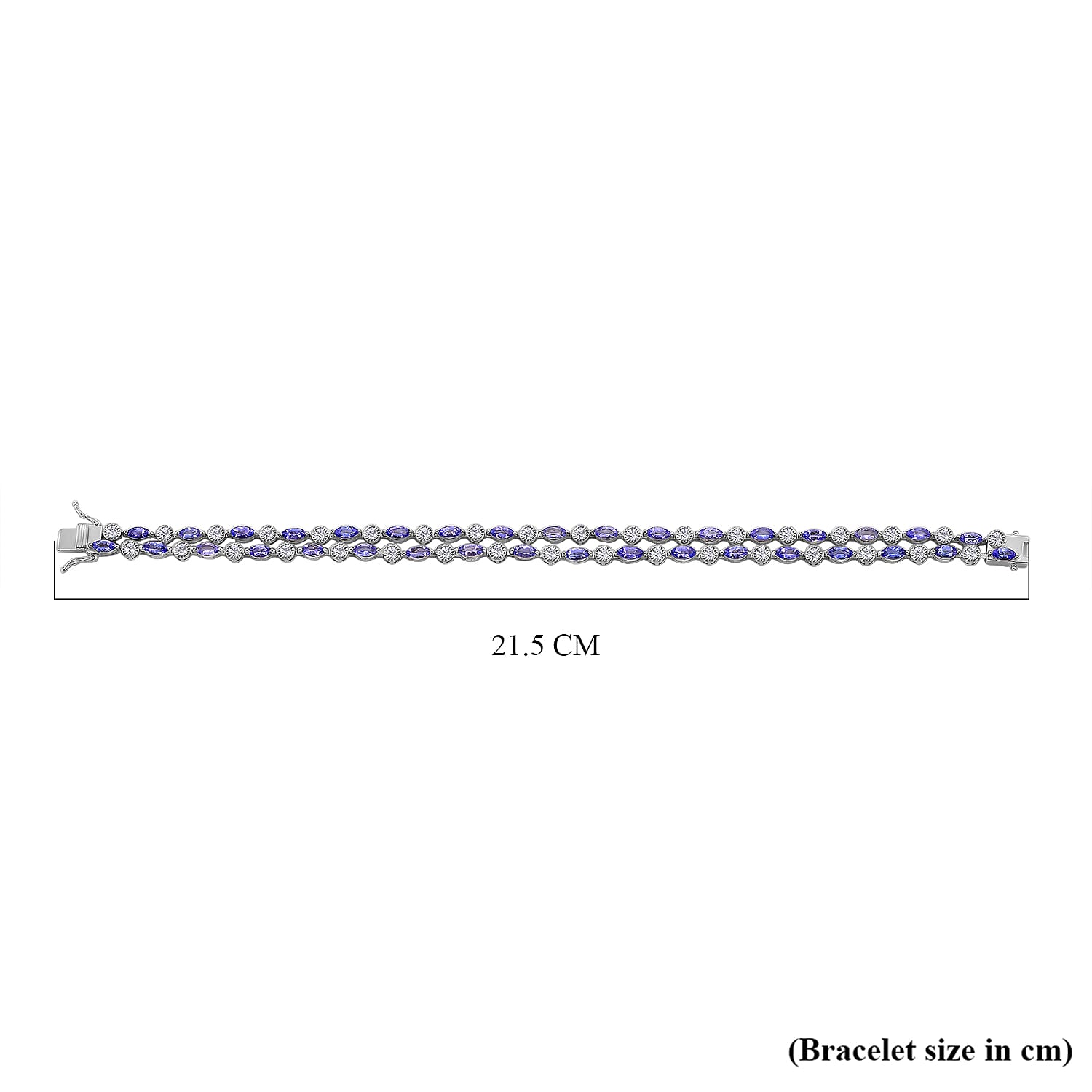 D'Joy Tanzanite, Moissanite Fancy Bracelet (Size - 7.5) in Rhodium OverlaySterling Silver, Silver Wt.20 Gms  11.200  Ct.