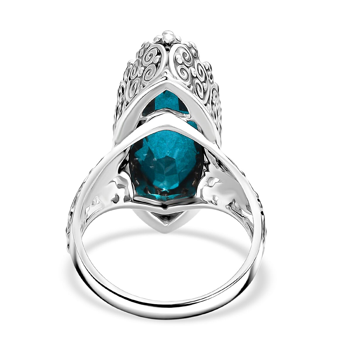 Sajen Silver- Indicolite Quartz Ring in Rhodium Overlay Sterling Silver 11.90 Ct