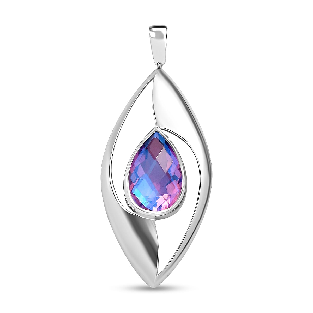 Sajen Silver - Pear Cut Rainbow Lavender Pendant in Rhodium Overlay Sterling Silver 1.00 Ct.
