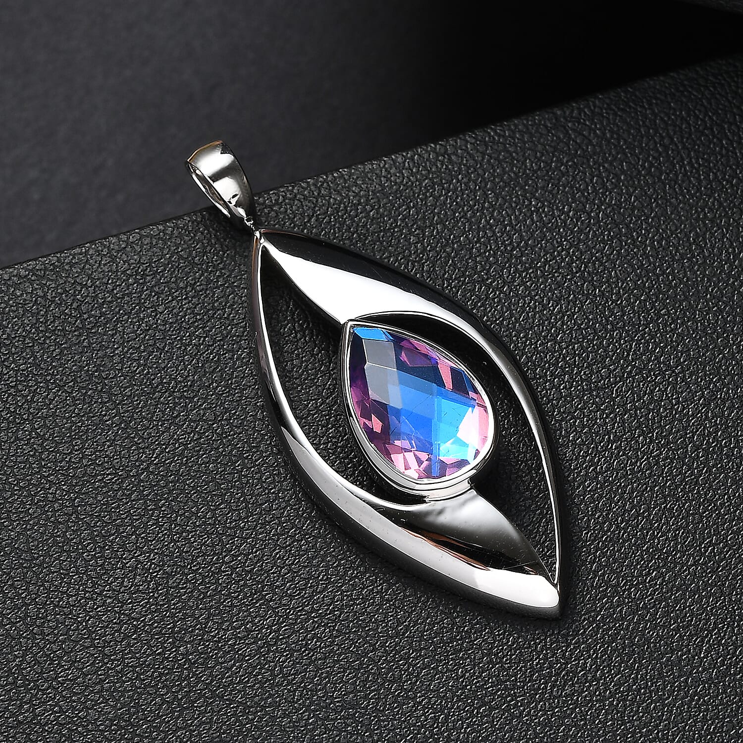 Sajen Silver - Pear Cut Rainbow Lavender Pendant in Rhodium Overlay Sterling Silver 1.00 Ct.