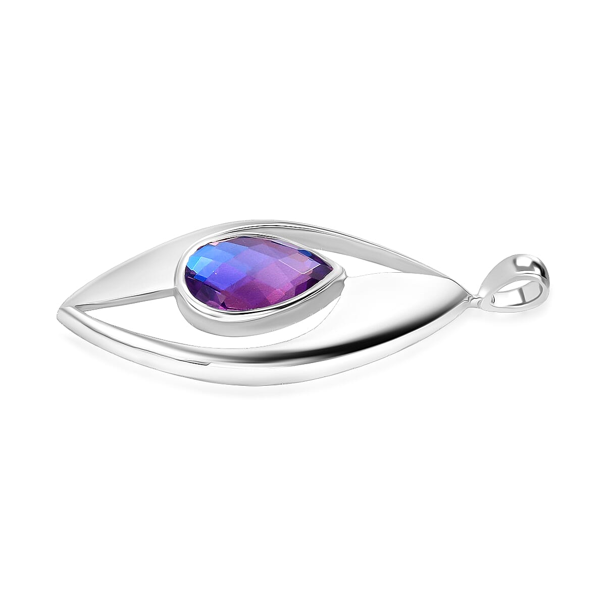 Sajen Silver - Pear Cut Rainbow Lavender Pendant in Rhodium Overlay Sterling Silver 1.00 Ct.